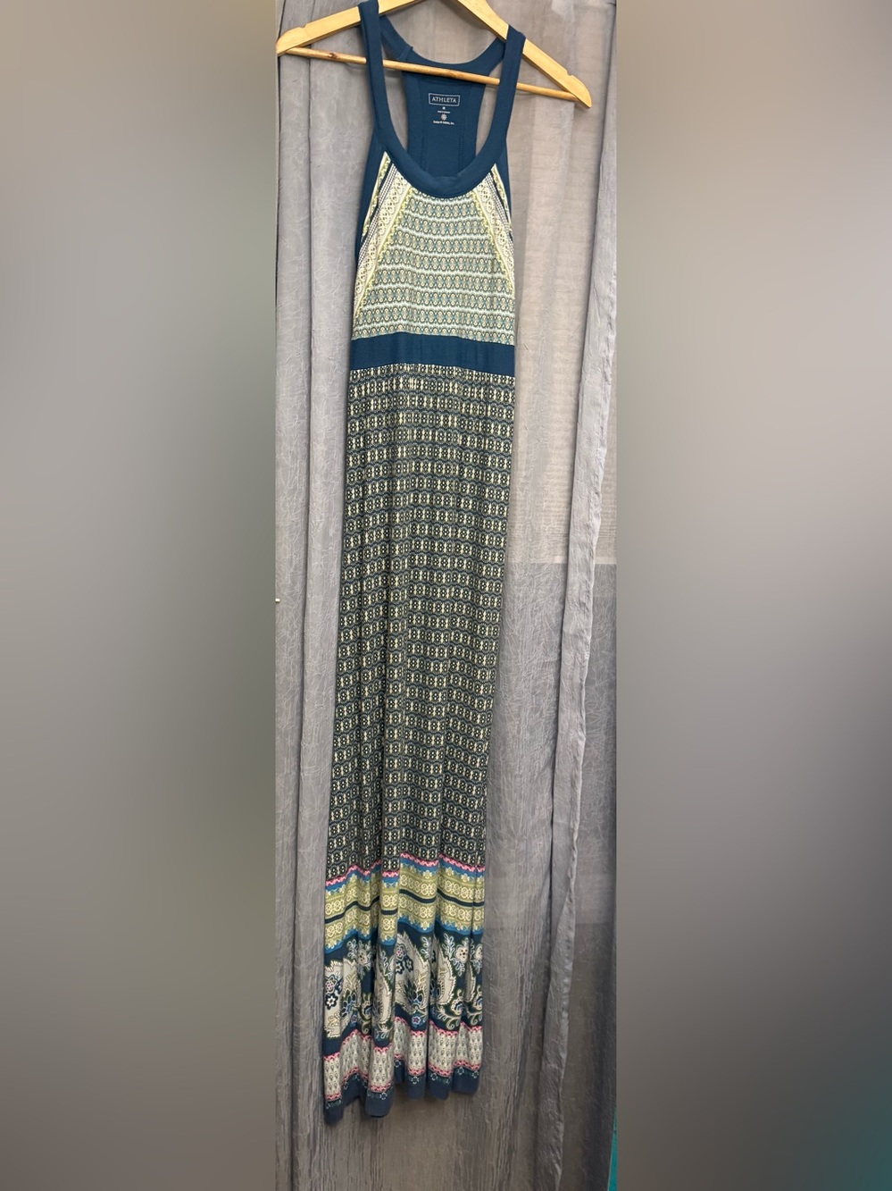 Athleta medium Teal Patterned Maxi Dress